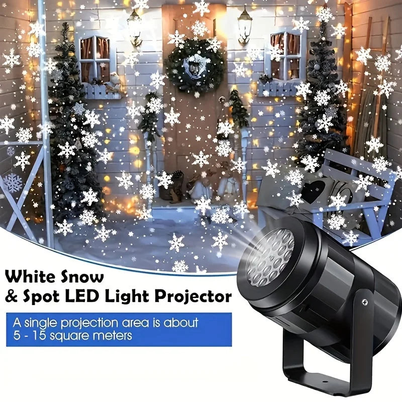 LED Snowflake Projection Light - USB Rotating Christmas Snow Effect Lamp