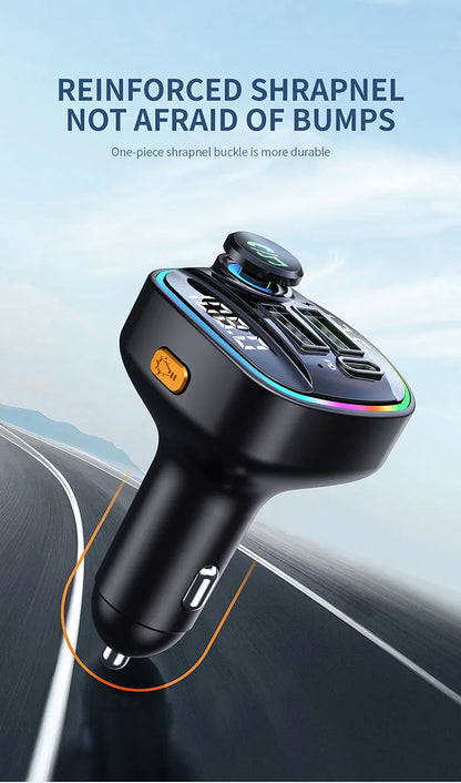 Bluetooth 5.0 FM Transmitter for Car – Handsfree Calling, Fast USB Charging, LED Display, MP3 Player, Voltage Monitor