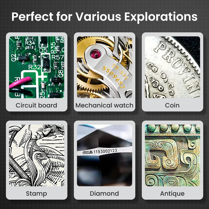 2.8" IPS Digital Magnifier - HD 1080P 100X Portable Microscope with LED Light & Remote Control