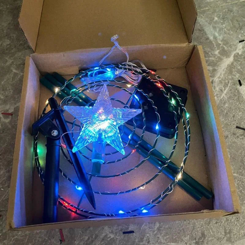 Solar Powered Christmas Tree Light - 8 Modes LED Garden Yard Landscape Decoration