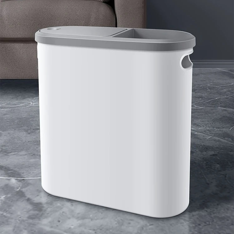 10L Slim Press-Type Bathroom Trash Can with Lid – Modern Leakproof Waste Bin for Home & Office
