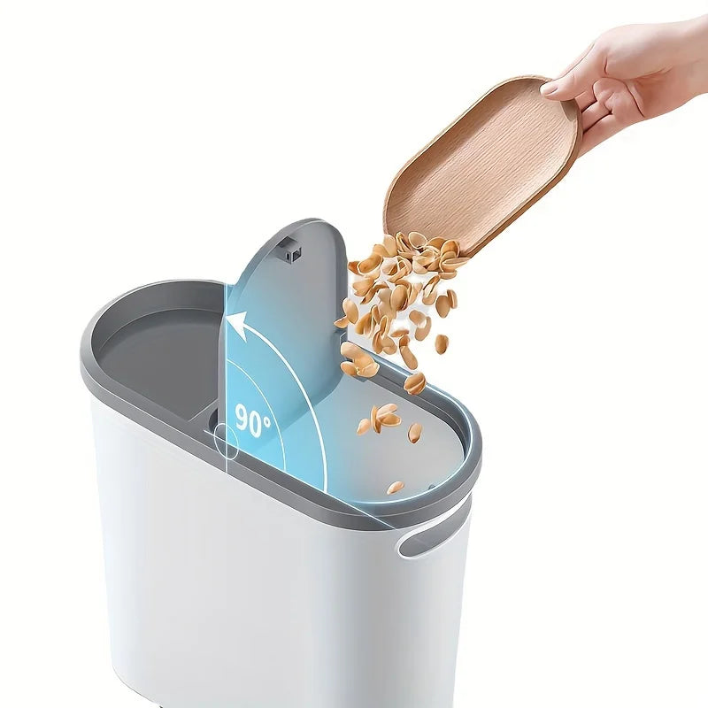 10L Slim Press-Type Bathroom Trash Can with Lid – Modern Leakproof Waste Bin for Home & Office