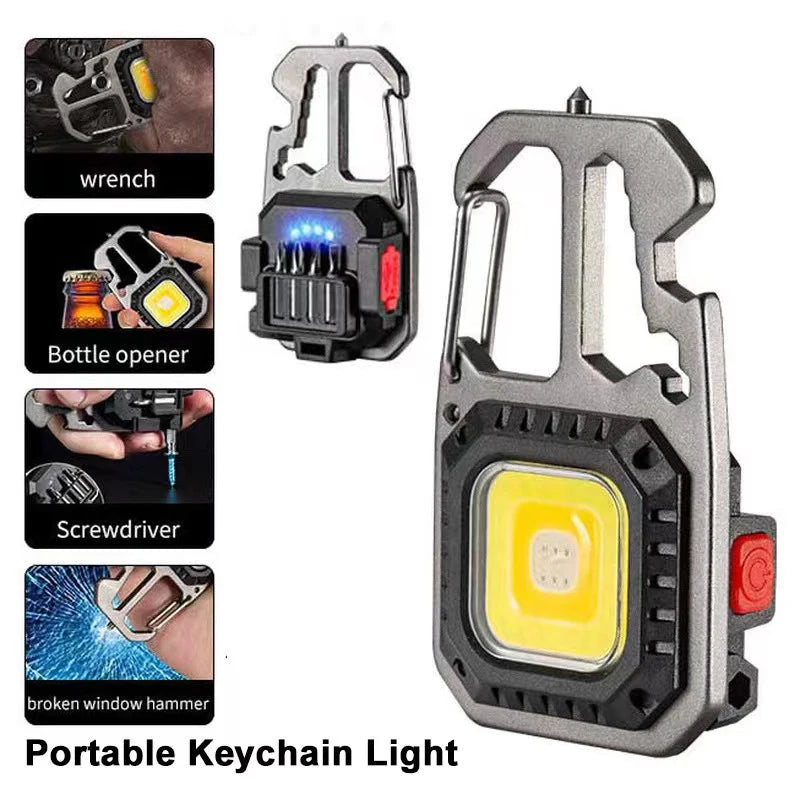 1-3PacK Multifunction Keychain Lighting 7 Modes COB Flashlight Portable Rechargeable Emergency Camping Outdoor Hiking Work Lamps
