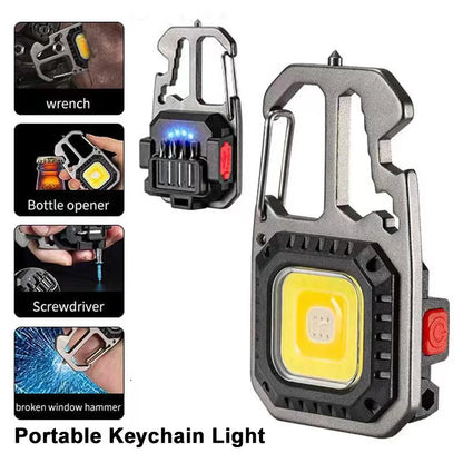 1-3PacK Multifunction Keychain Lighting 7 Modes COB Flashlight Portable Rechargeable Emergency Camping Outdoor Hiking Work Lamps