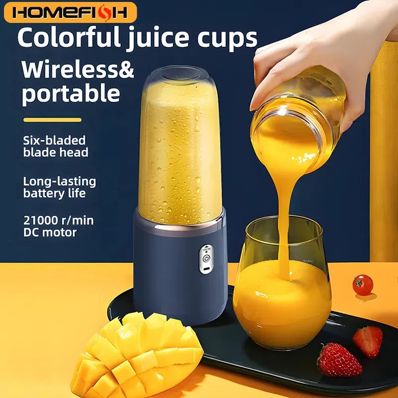 1PCS Portable Juice Extractor - Rechargeable Small Juicer Cup with Mixing Function (2 Cups)