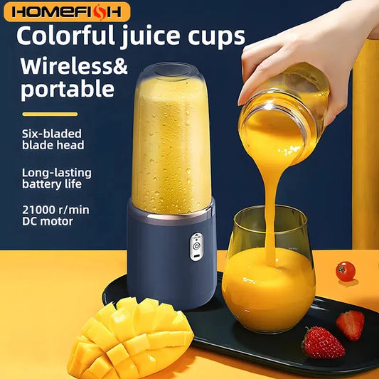 1PCS Portable Juice Extractor - Rechargeable Small Juicer Cup with Mixing Function (2 Cups)