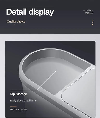 10L Slim Press-Type Bathroom Trash Can with Lid – Modern Leakproof Waste Bin for Home & Office