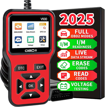 Car OBD2 Scanner V500 – Engine Fault Code Reader, Battery Voltage Tester & Live Data Diagnostic Tool