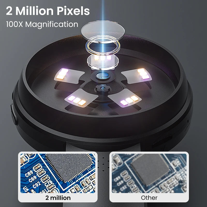 2.8" IPS Digital Magnifier - HD 1080P 100X Portable Microscope with LED Light & Remote Control