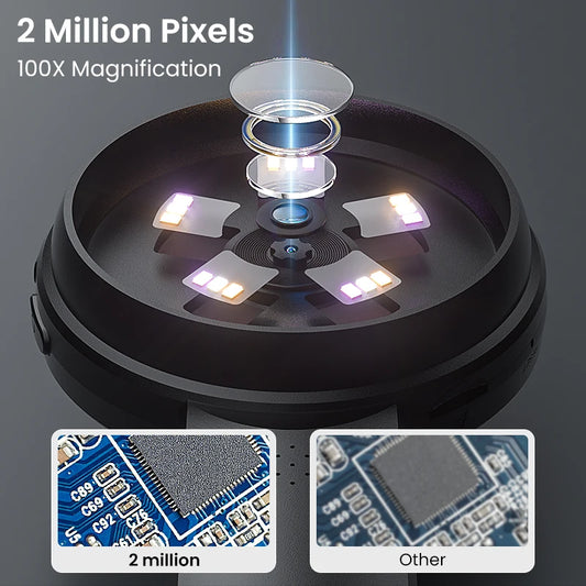 2.8" IPS Digital Magnifier - HD 1080P 100X Portable Microscope with LED Light & Remote Control