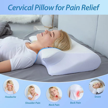 Memory Foam Cervical Pillow - 2-in-1 Ergonomic Orthopedic Neck Pain Relief Pillow