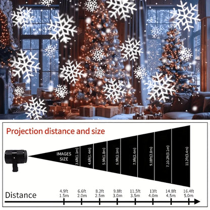 LED Snowflake Projection Light - USB Rotating Christmas Snow Effect Lamp