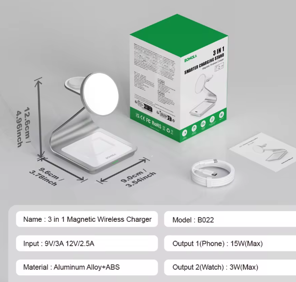 BAMİR Charge Pro™ – 3-in-1 Magnetic Wireless Charging Stand